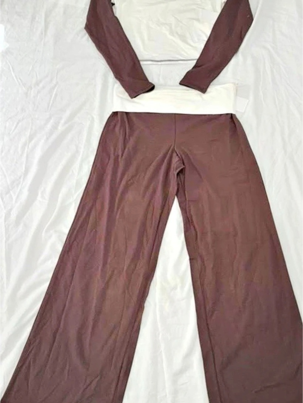 Brown & White Wide Leg Set NWT